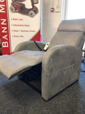 Dove grey Daresbury Rise and Recline Chair in reclining position