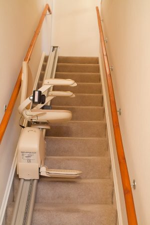 Stair lift on straight staircase