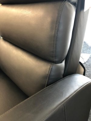 Quality stitching on the Bannfield Rise and Recline Black Leather Chair