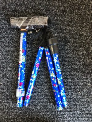 Royal blue walking stick with flowers