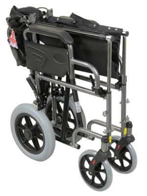 Folded up lightweight wheelchair