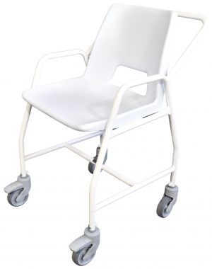 Mobile shower chair with castors