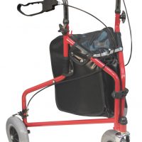 Three wheeled steel walker and bag