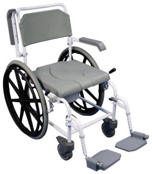 Shower chair with commode self-propelled