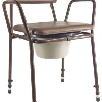 Commode with removable seat and fixed arms